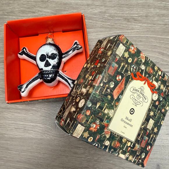 JOHN DERIAN Skull & Crossbones Glass Christmas Halloween Ornament Target 2025 - Picture 4 of 8